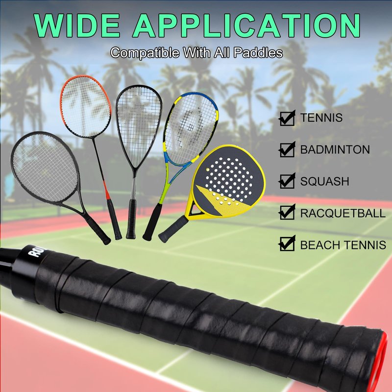 Rolett 12 Pack Tennis Racket Grip Tape, Precut Anti Slip Tennis Grip Tape, Absorbent and Dry Feel Tennis/Pickleball/Badminton Grips Overgrip Tape, Highly Comfortable Overgrip Tennis Racket Tape