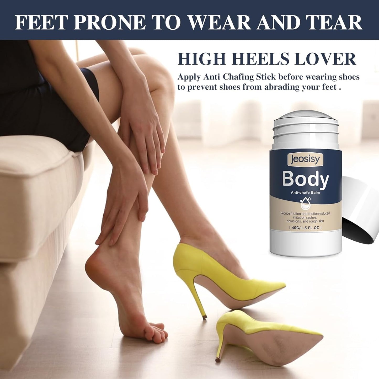 Skiennix Anti Chafing Stick - Travel Size Body Balm for Friction Defense on Thighs, Chest & More