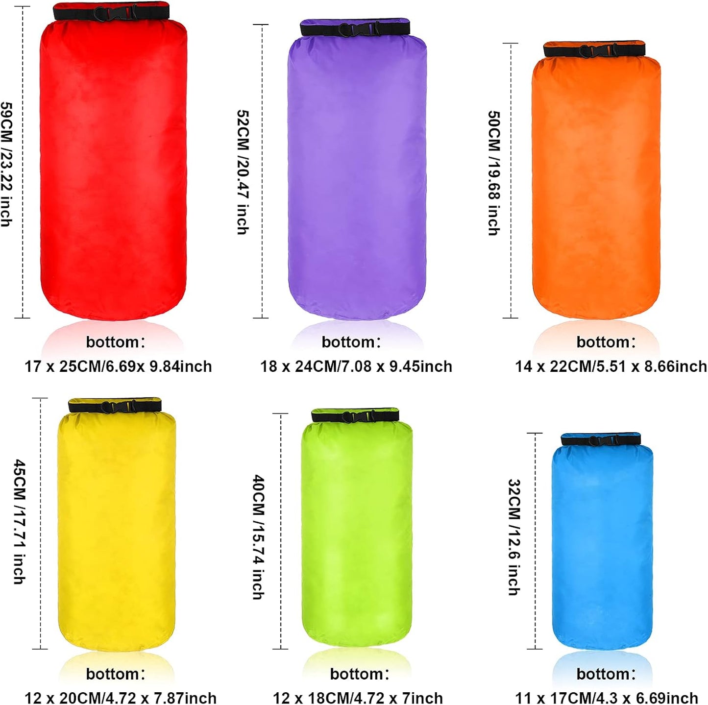 Shappy Waterproof Dry Bag Set - 6 Pcs Ultralight Stuff Sacks for Camping, Kayaking & Hiking | 20/15/10/8/5/3L