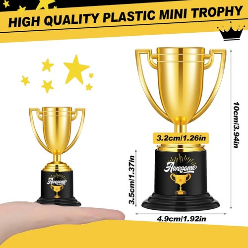 Fulmoon 24 Pack Gold Trophy Awards - Fun Plastic Trophies for Kids, Adults & Events | Perfect for Graduation & Competitions