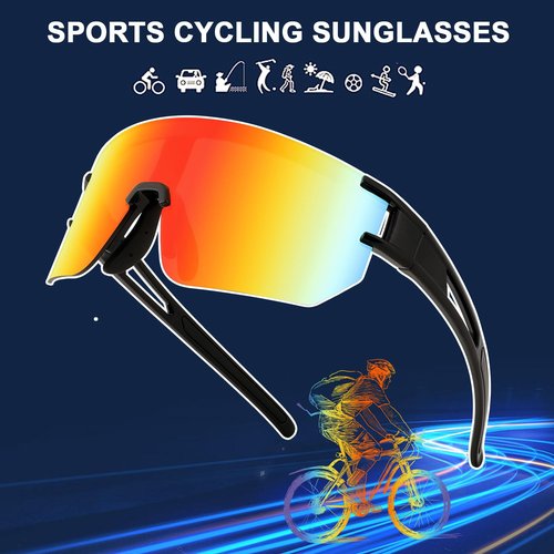 WANWAN Men Women Cycling Sunglasses, 80s Sport Baseball Mirrored Sun Glasses for Youth Adults Running Softball