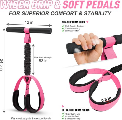Durable Resistance Band by 2026 - Upgraded Pedal with Soft Foam Handle for Core & Leg Workouts
