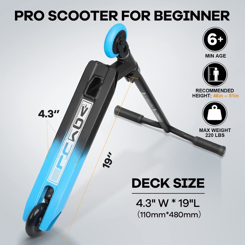 VOKUL Complete Pro Scooter for Kids Boys Girls Teens Up 6 Years - Freestyle Tricks Pro Stunt Scooter(Blue)