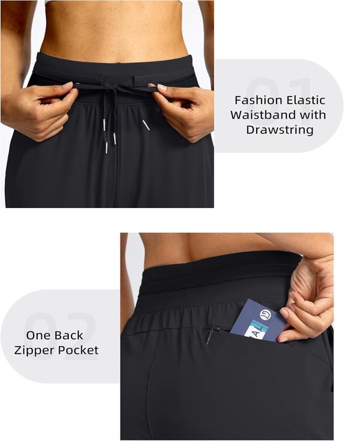 G Gradual Women's Joggers - High Waisted Athletic Sweatpants with Zipper Pockets | Tapered Fit for Workouts