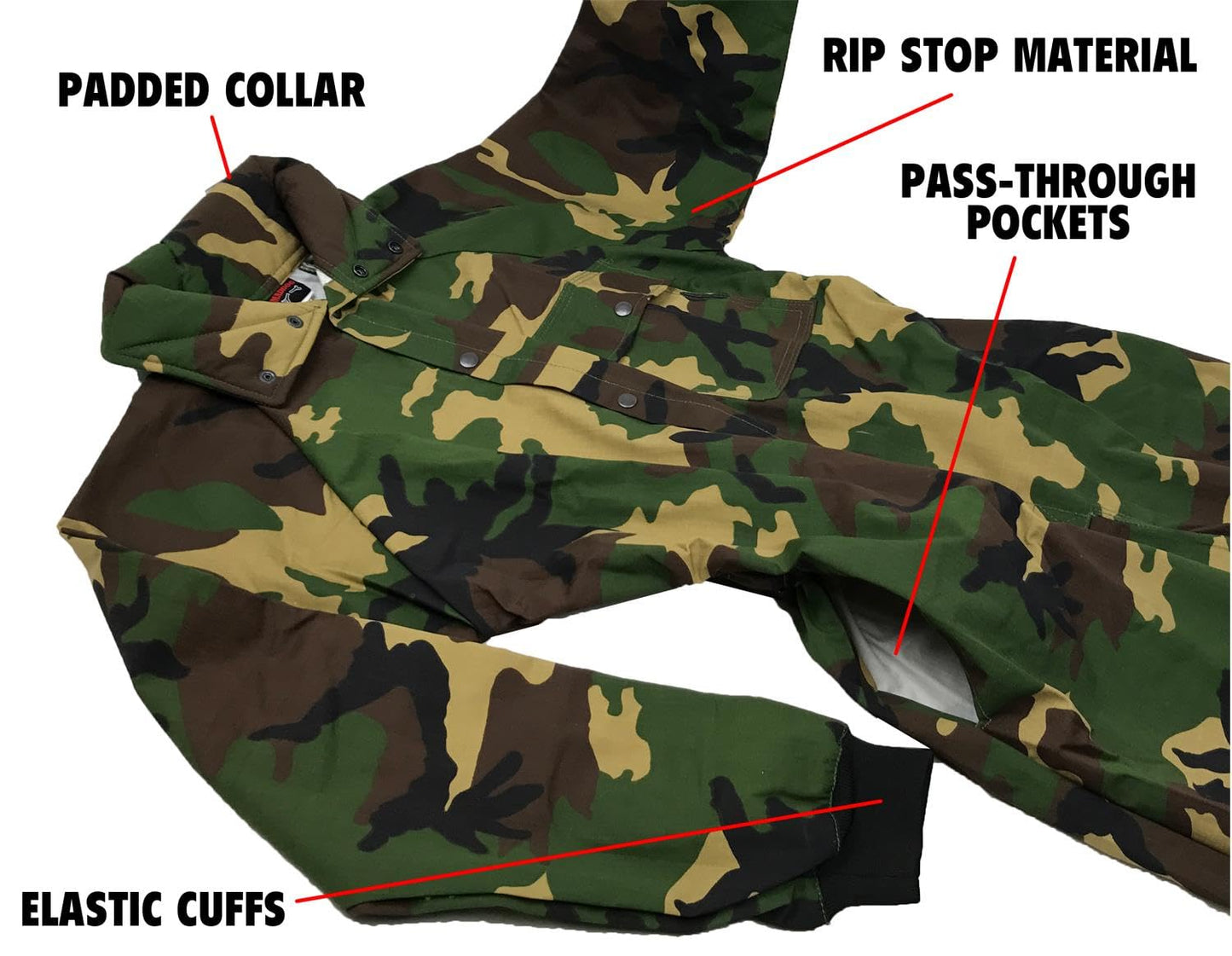 Maddog Durable Ripstop Step-In Coveralls | Full Body Paintball, Airsoft, Mechanic, Outdoor Work Protective Wear Jumpsuit - Camoflauge - 2X-Large