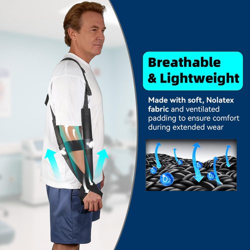 Cnosky 5702957 Arm Sling, Adjustable shoulder Strap with 4-Lab Lock, Breathable fabric for All-Day Comfortable, Black (Large: Height 5'10"-6'4",Weight 180-235 lb)
