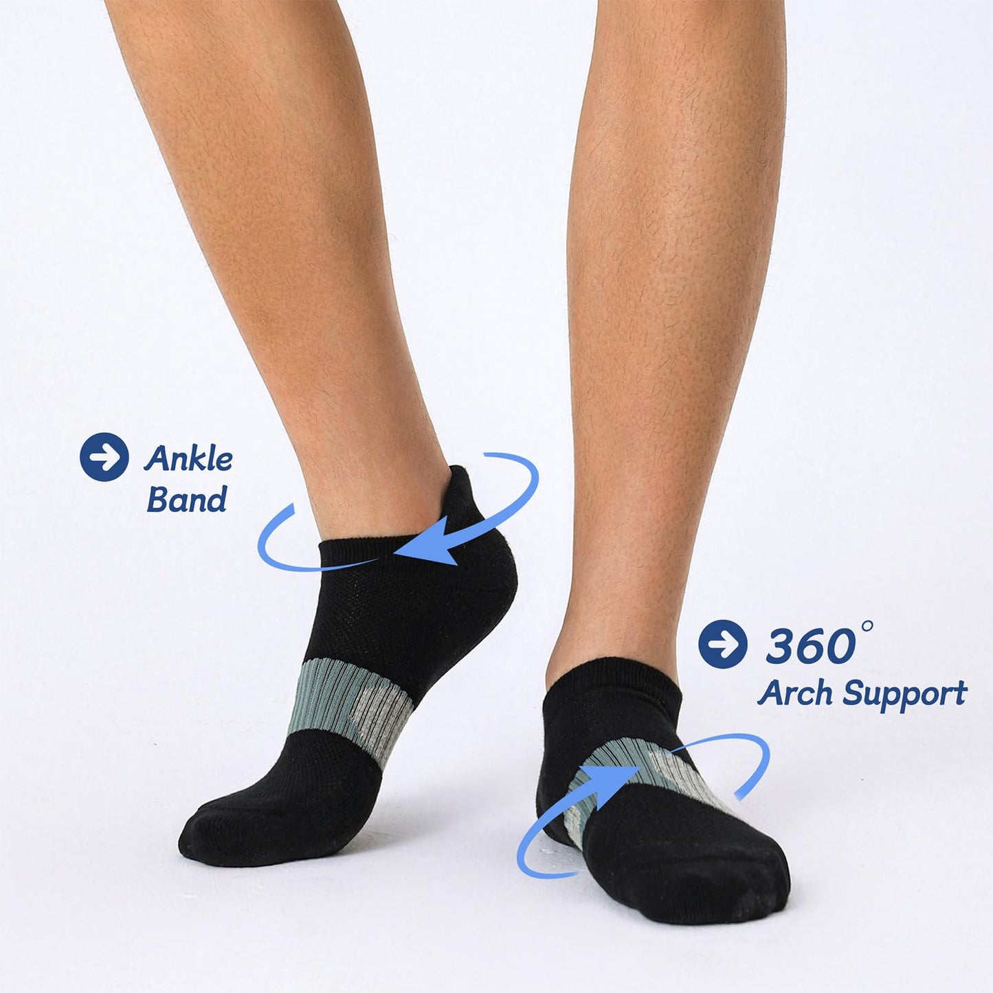 FYTUTESE Mens Low Cut Ankle Socks with Cushion 5 Pairs Black Large