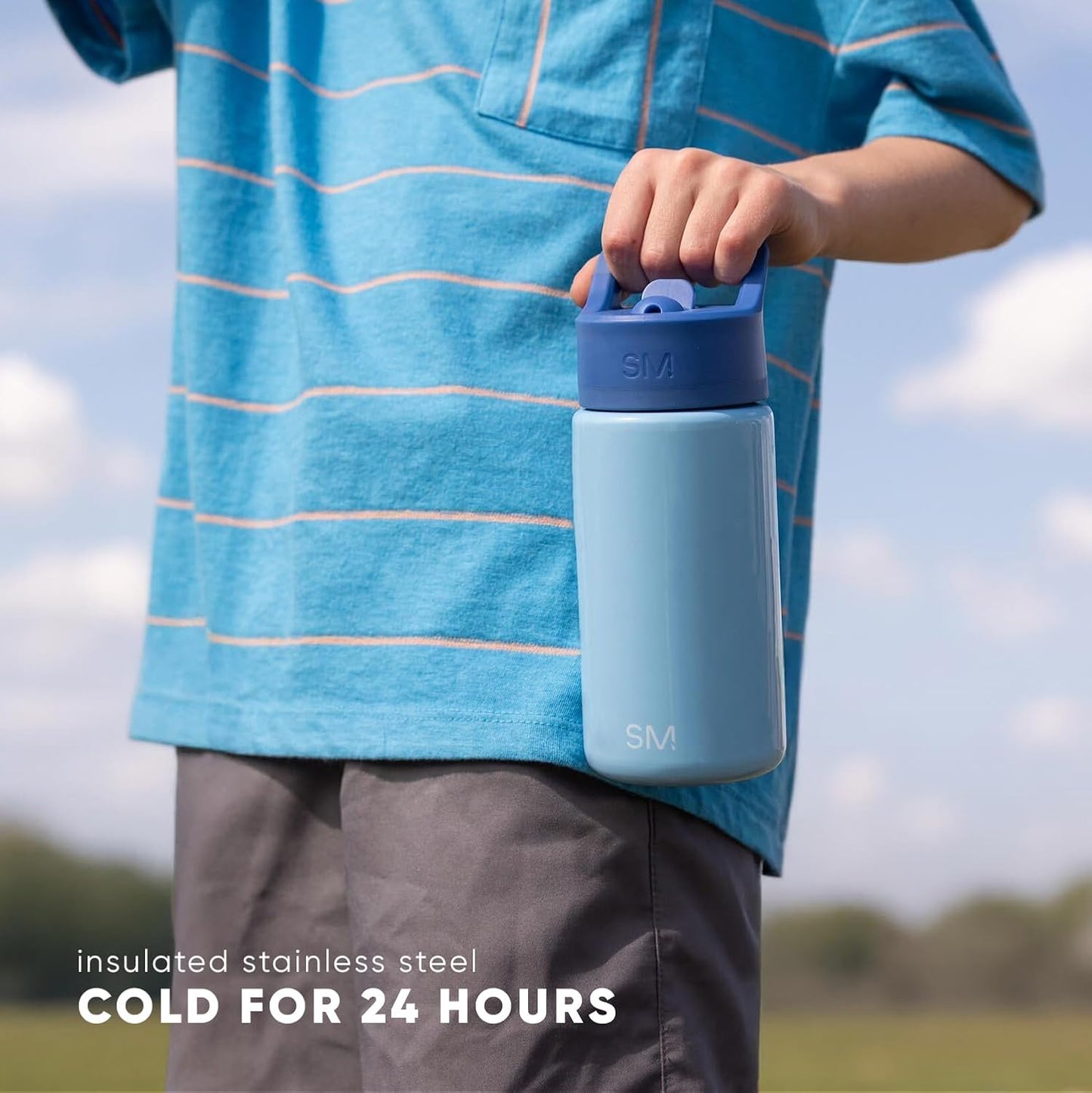 Simple Modern Kids Summit Water Bottle - Insulated 18oz Stainless Steel Tumbler with Straw Lid | Sports Balls Design
