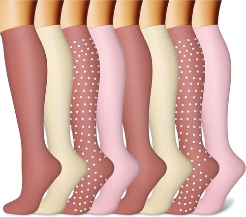 CHARMKING Compression Socks - 15-20 mmHg Circulation Support for Men & Women | 8 Pairs for Running & Cycling