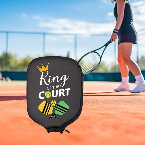 HOLLP 2PC Pickleball Paddle Covers Funny Sport Game Gift King/Queen of The Court Pickleball Paddle Bag (King)