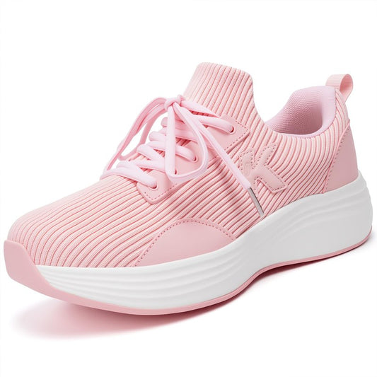 OKVOOT Women's Wide Width Sneakers - Fashion Slip-On Lightweight Athletic Shoes for Walking Running Gym Workout Tennis Training, Breathable Non-Slip Shock Absorbing Casual Wear(Pink-40)