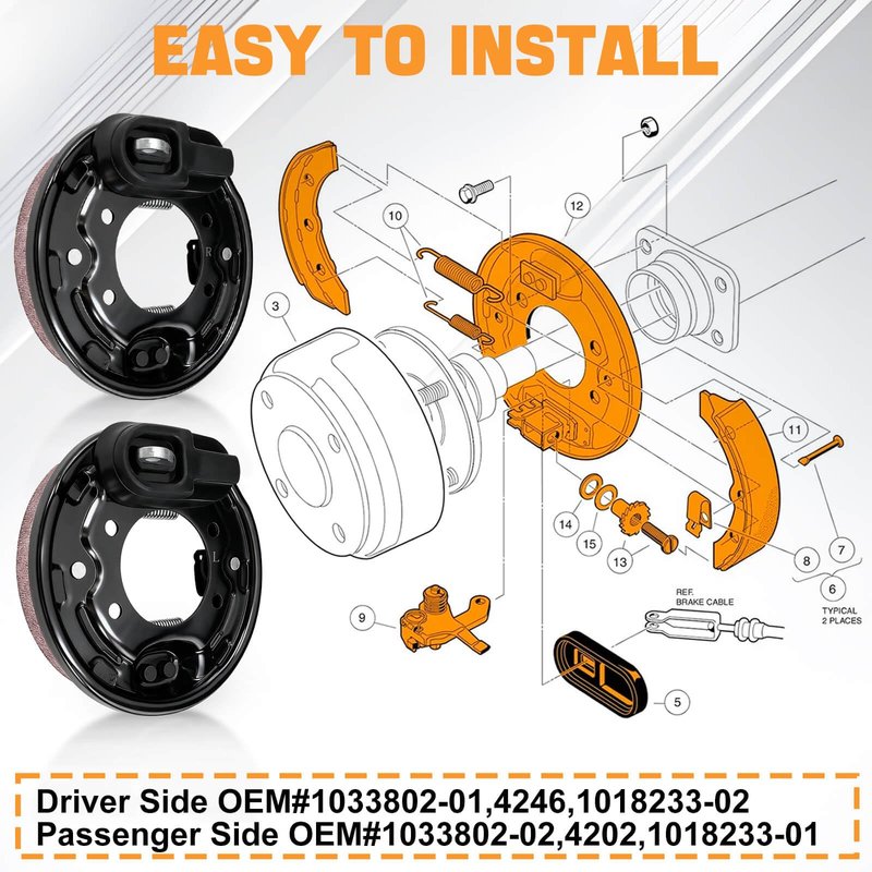 MOSNAI Club Car Brake Cluster Assembly, Driver & Passenger Side Rear Brake Assembly Fits Club Car DS Precedent 1995-UP Tempo 2018-up Golf Cart,OEM# 1018233-02,103380201,103380202,1018233-01