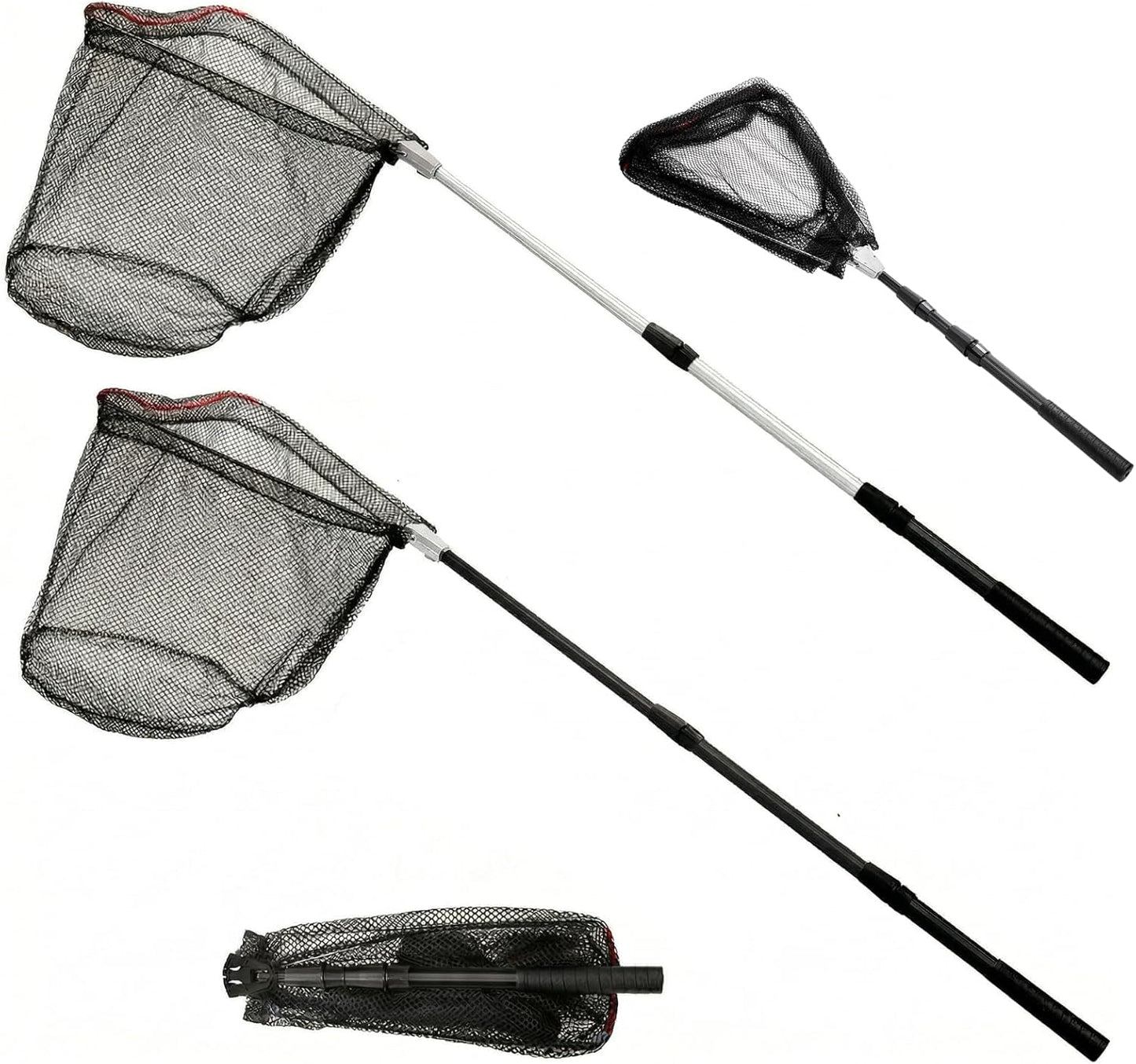 ZENFUN Fishing Net - Telescopic Pole Handle, Collapsible Nylon Mesh for Saltwater & Freshwater | 51" Extendable (Black, White)
