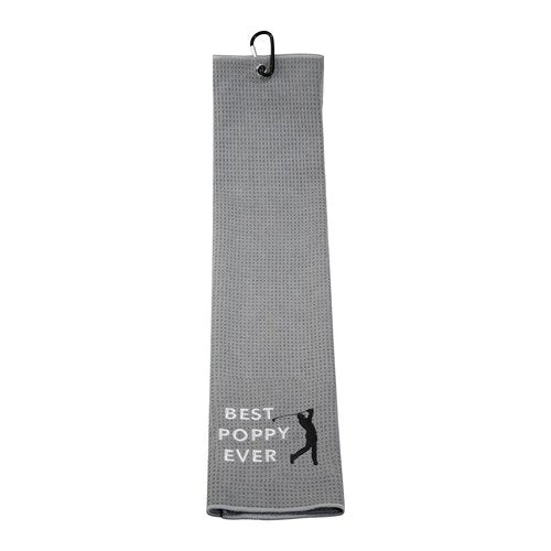 LEVLO Dad Golf Towel Embroidered Golf Towel Gift Golf Father Gift Best Papa/Pops/Grampy/Papaw/Dad/Poppy Ever Golf Towel with Clip (Best Poppy-Grey)