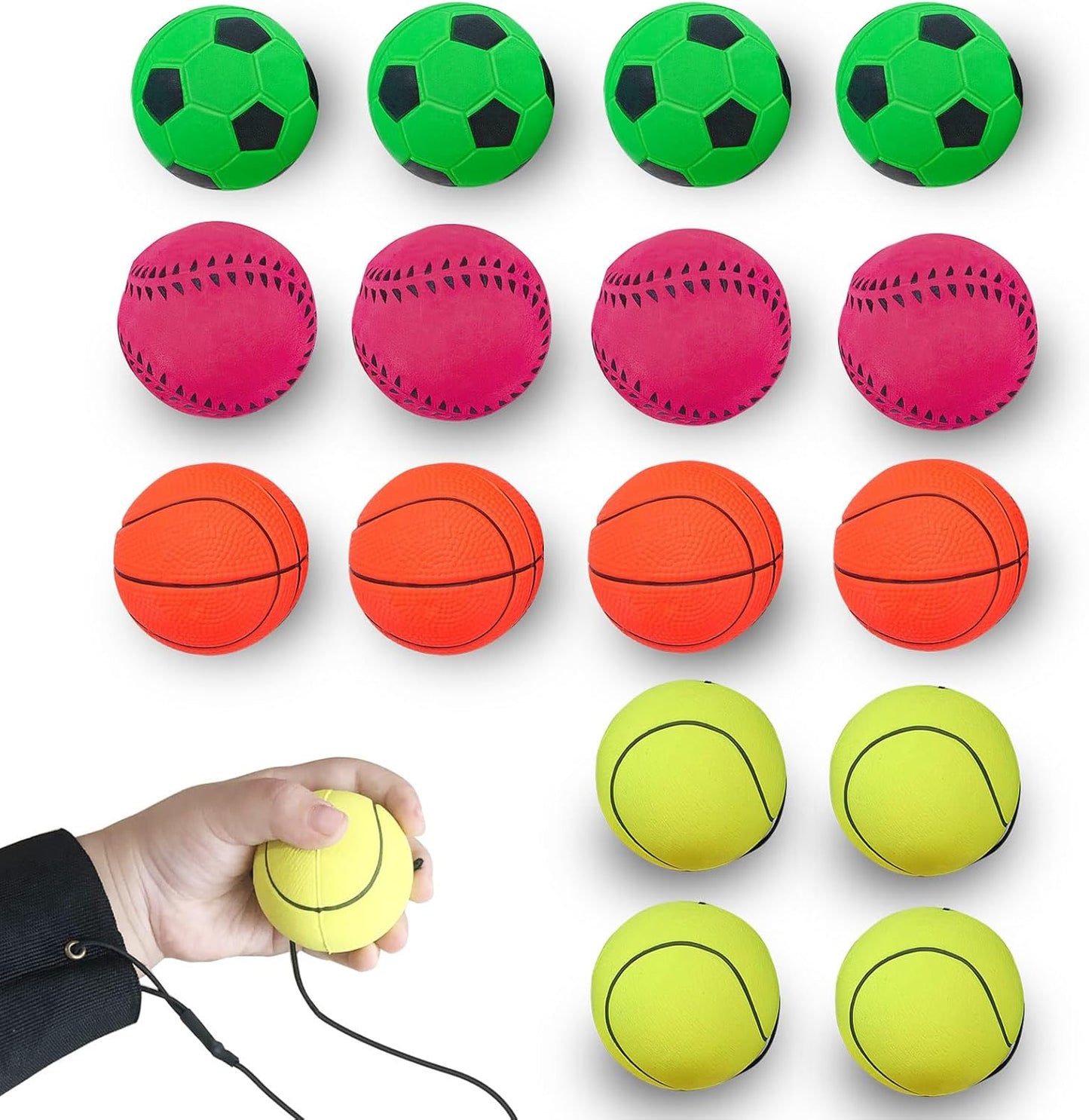 ZUYEE Wrist Return Balls - 1.85 Inch Rebound Sports Balls for Kids | Perfect for Exercise & Play