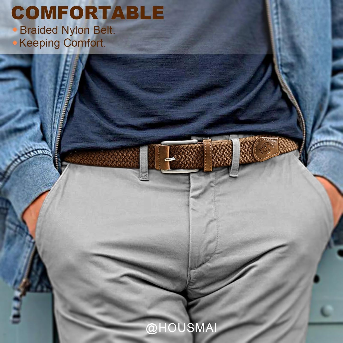 Skiennix Stretch Braided Belt for Men - Elastic Woven Golf Belt 1 3/8" | Perfect for Casual Wear