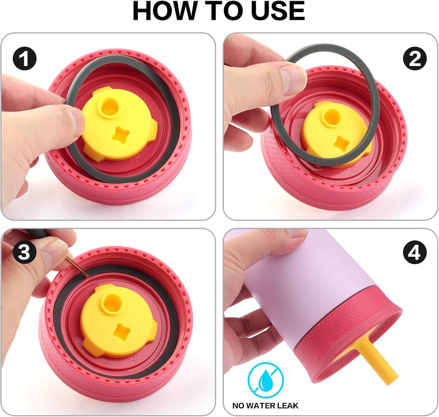 Owala | Rubber Gasket Replacement for FreeSip Water Bottles | 4-Pack Silicone O-Ring Seals