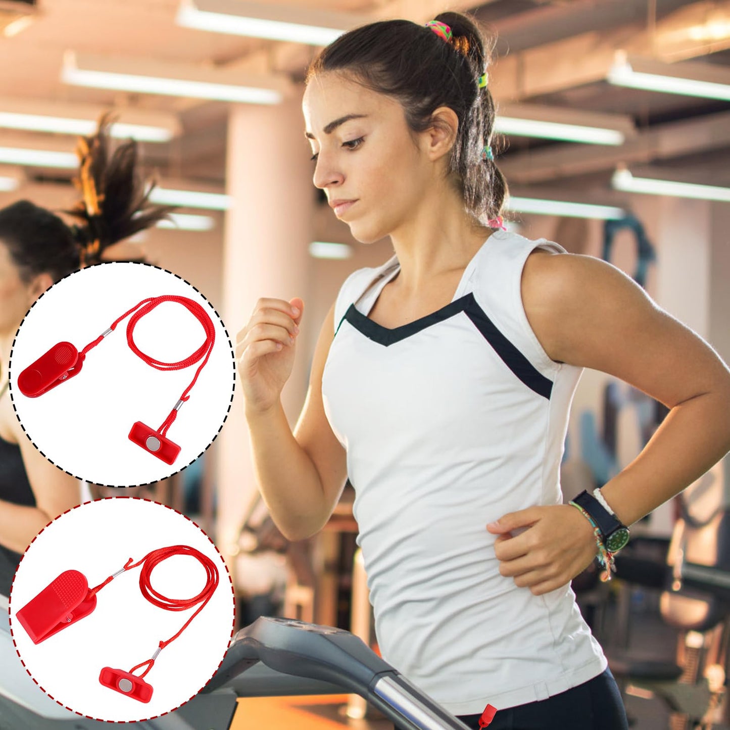 2pcs Treadmill Magnet Safety Keys, Universal Magnetic Treadmill Safety Key Replacement Running Machine Emergency Stop Magnets (2 Sizes)