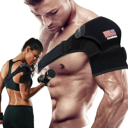 Licmbelo Adjustable Shoulder Brace for Rotator Cuff Tear & Post-Surgery Recovery - Breathable Compression Sleeve for Sports Injury, Arthritis, Men & Women (BLACK, Large)