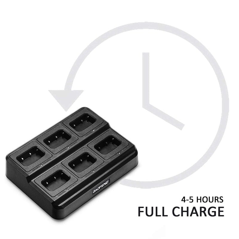 6pcs BAOFENG BF-888S Walkie Talkie for Adults, Long Range Two Way Radio, 1500mAh 16 CH, 6 Radios 6 Earpieces 1 Six-way Charger 1 Cable