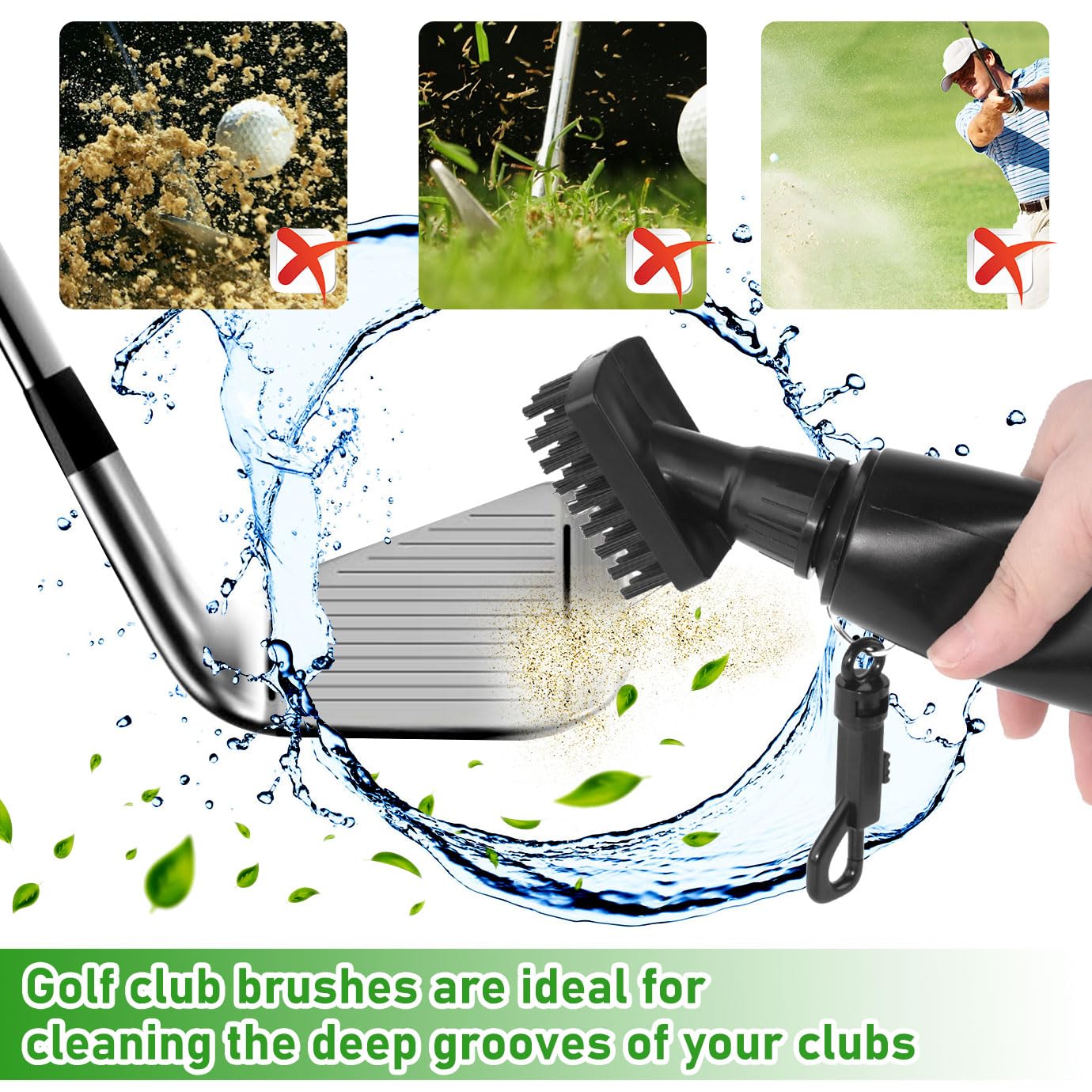 WXJ13 2 PCS Golf Clubs Cleaning Water Brush,Golf Club Groove Cleaner Brush with Leakproof Reservoir Tube, Squeeze Bottle