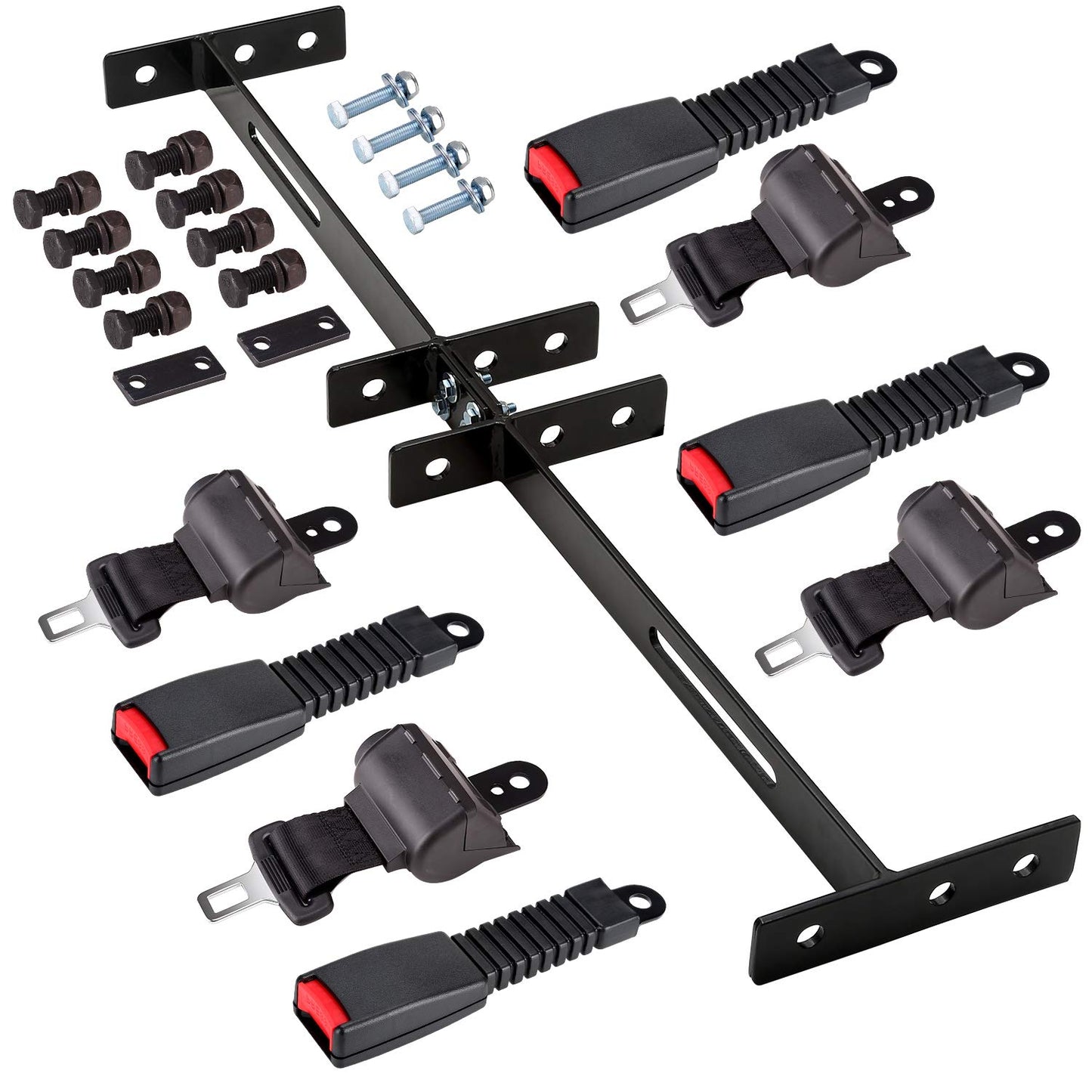 10L0L 4PCS Universal Retractable Golf Cart Seat Belt Kit with Bracket for Yamaha, EZGO, Club Car