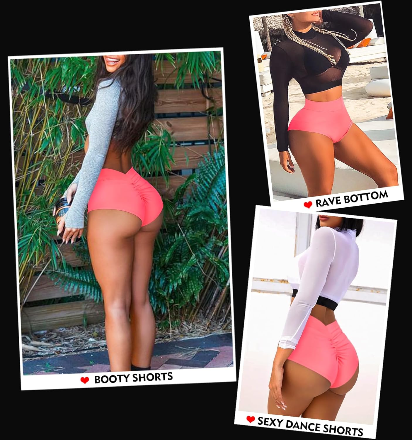 Skiennix Women's Booty Shorts - High Waist V-Back Yoga Shorts for Butt Lifting | Spandex Dance Hot Pants
