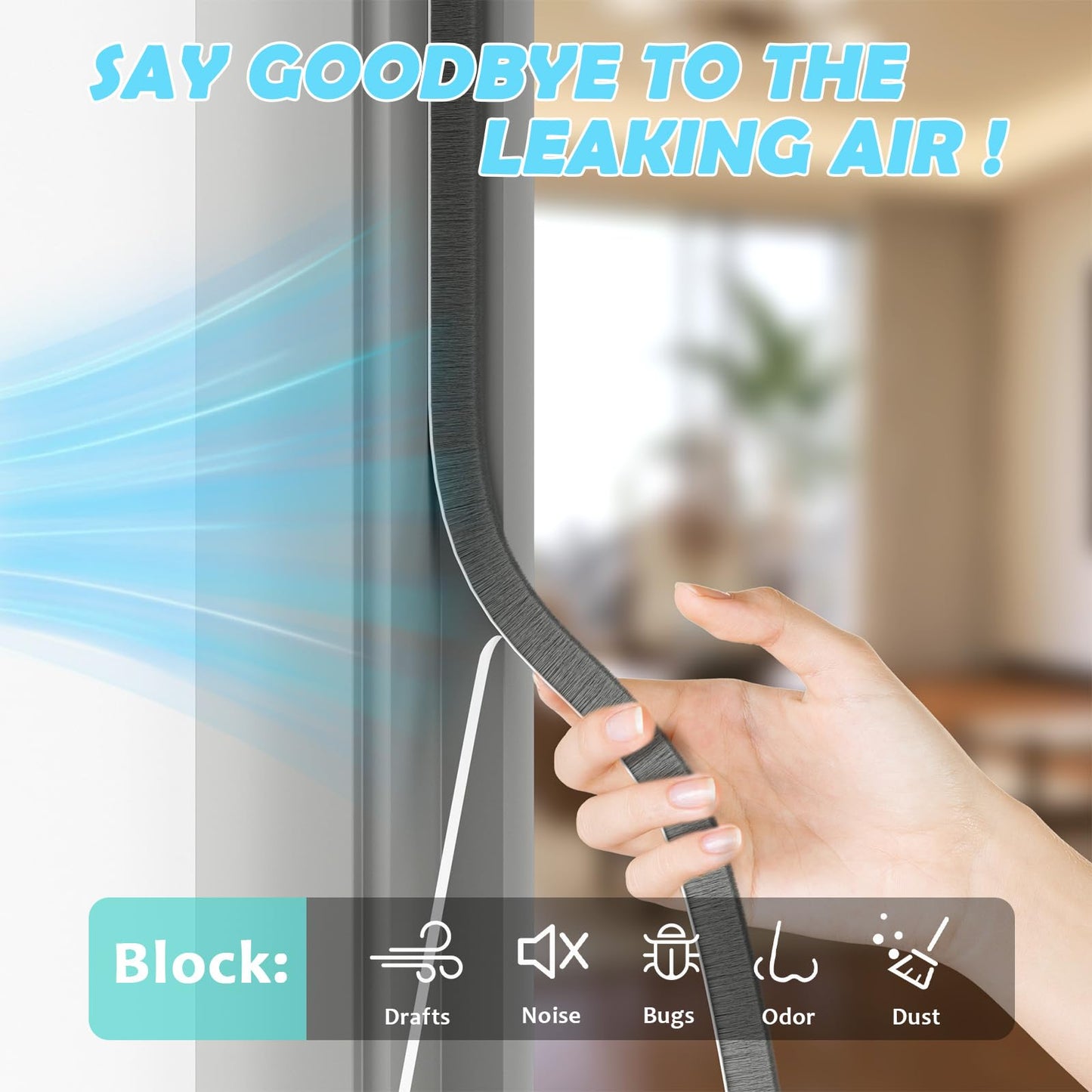 Bantie 40FT Weather Stripping Door Window Seal - Brush Weather Strip Insulation Strip for Door Frame Weatherstripping for Soundproofing (0.35" X 0.35",40FT)