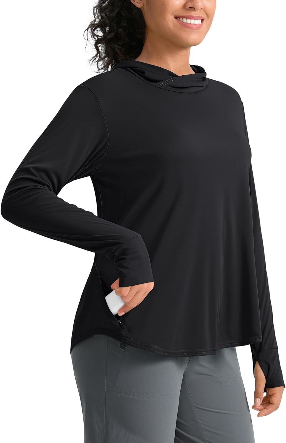 Pudolla Women's Sun Protection Shirt - UPF 50+ Lightweight Long Sleeve Hoodie for Hiking & Fishing