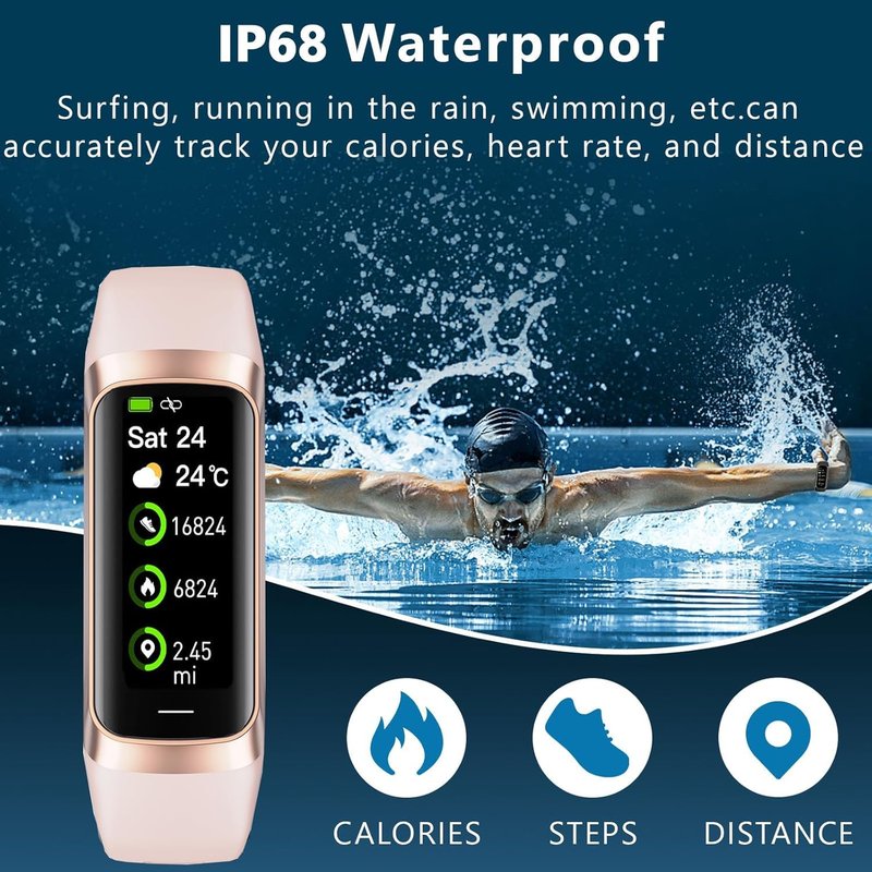 Fitness Tracker with Heart Rate/Blood Oxygen/Sleep Monitor, 20+ Sports Modes Smart Watches for Women/Men, Activity & Step Tracker Smart Watch for Android/iOS Phones (Pink)