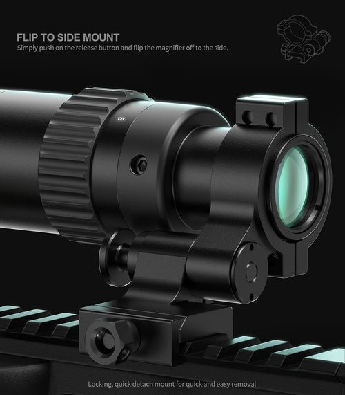 Feyachi M36 Red Dot Sight Magnifier - 1.5X to 5X Adjustable Optics with Flip to Side Mount