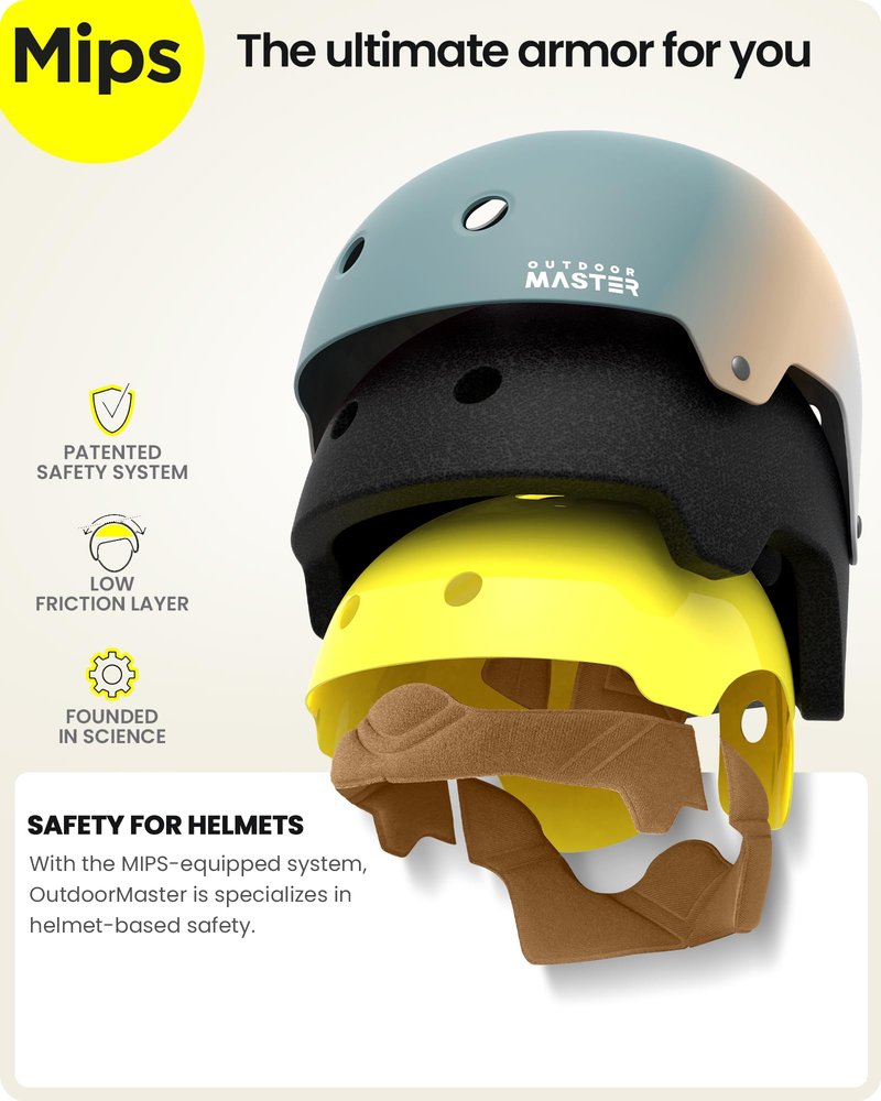 OutdoorMaster MIPS Skateboard Helmet - Two Removable Liners Ventilation Multi-Sport Scooter Roller Skate Inline Skating for Kids, Youth & Adults