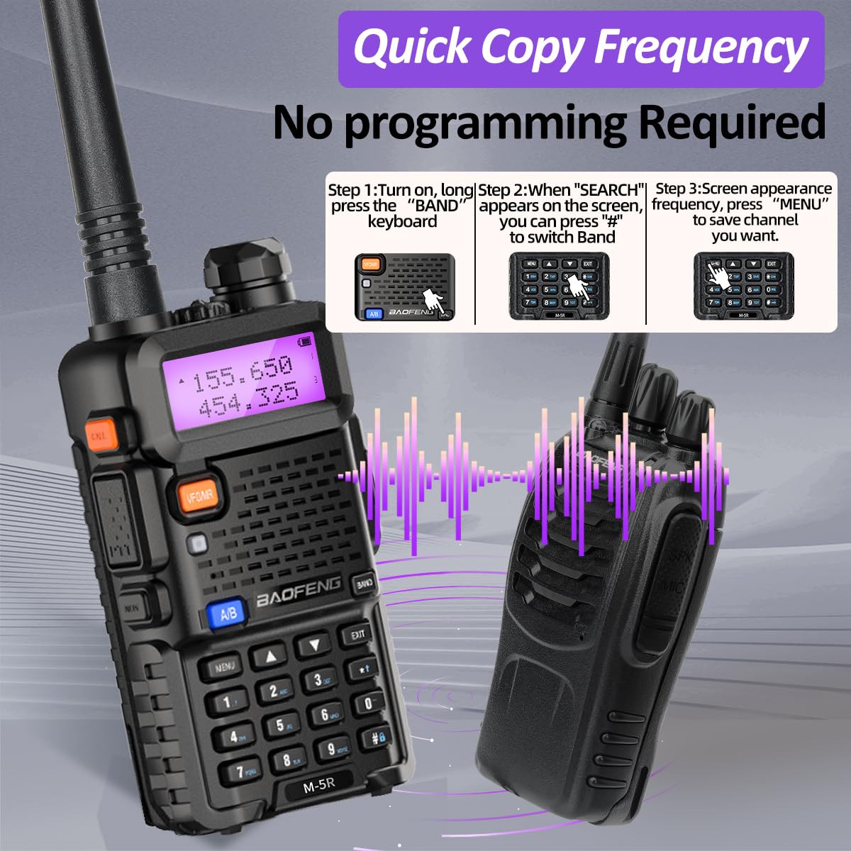 Baofeng UV-5R Ham Radio Handheld Upgrade 8W UV5R Long Range Walkie Talkies with Earpiece Rechargeable M-5R Multi Band Two Way Radio Copy Frequency,USB-C Charger for Hunting Survival Gear