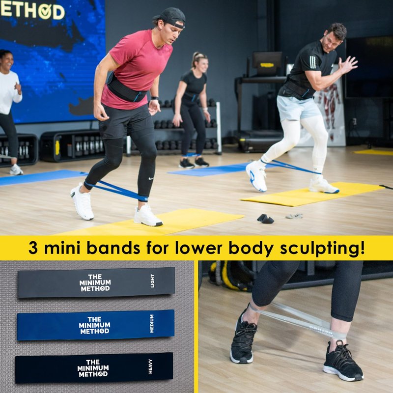 The Minimum Method Joey Thurman's Walk Belt, Waist Trimmer for Men and Women Weight Loss for Walking Black with 3 Mini Resistance Bands and 21-Day Walking Challenge Plan