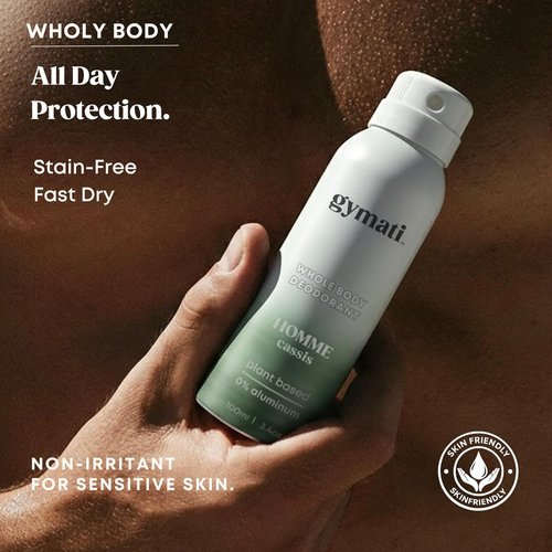 Gymati Natural Deodorant Body Spray - Aluminum-Free, Plant-Based Formula with Aloe & Zinc, Long-Lasting Scent for Men