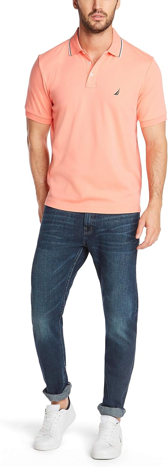 Nautica Classic Fit Polo Shirt - Short Sleeve Dual Tipped Collar | Stylish Comfort for Men