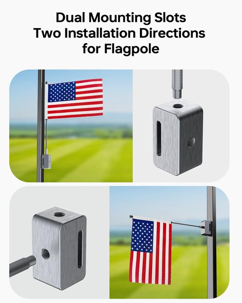 Magnetic Golf Cart Flag, Aluminum Alloy Base, 9 x 6" American Golf Flag with Dual Mounting Positions, Stable Installation Golf Pin Flag for Golf Carts, Golf Gifts