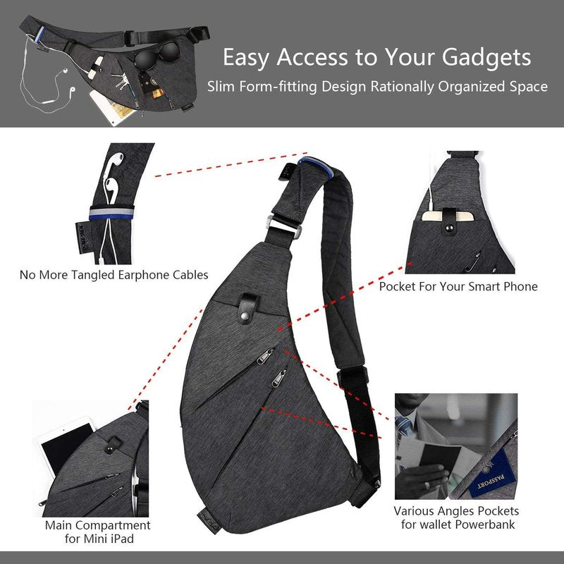 TOPNICE Anti Theft Crossbody Bags Personal Pocket Travel Bag Cross Body Multi Pocket Small Sling Bag for Women Men