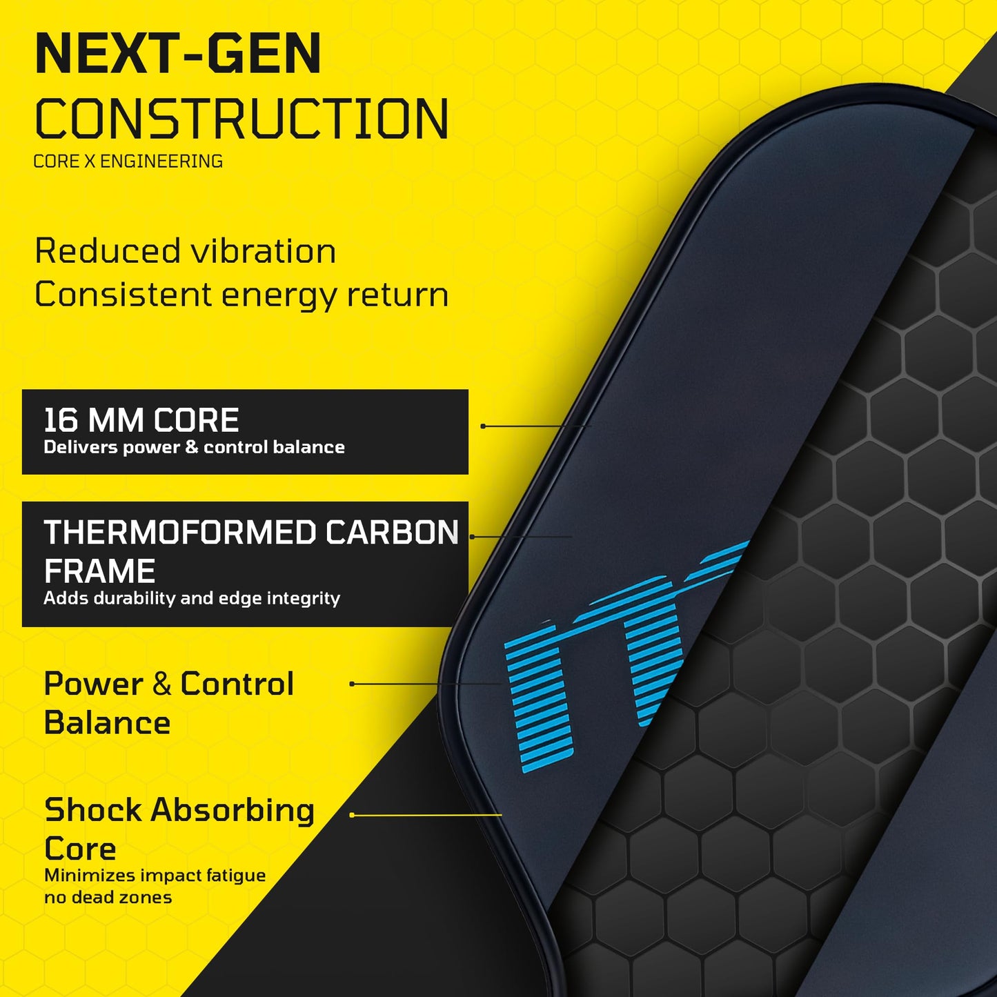 Premium Carbon Fiber Pickleball Paddles – Thermoformed Pickleball Paddle, Pro Tournament, USAP Approved, Spin Control Power Pickle Ball Paddle, Cover Included