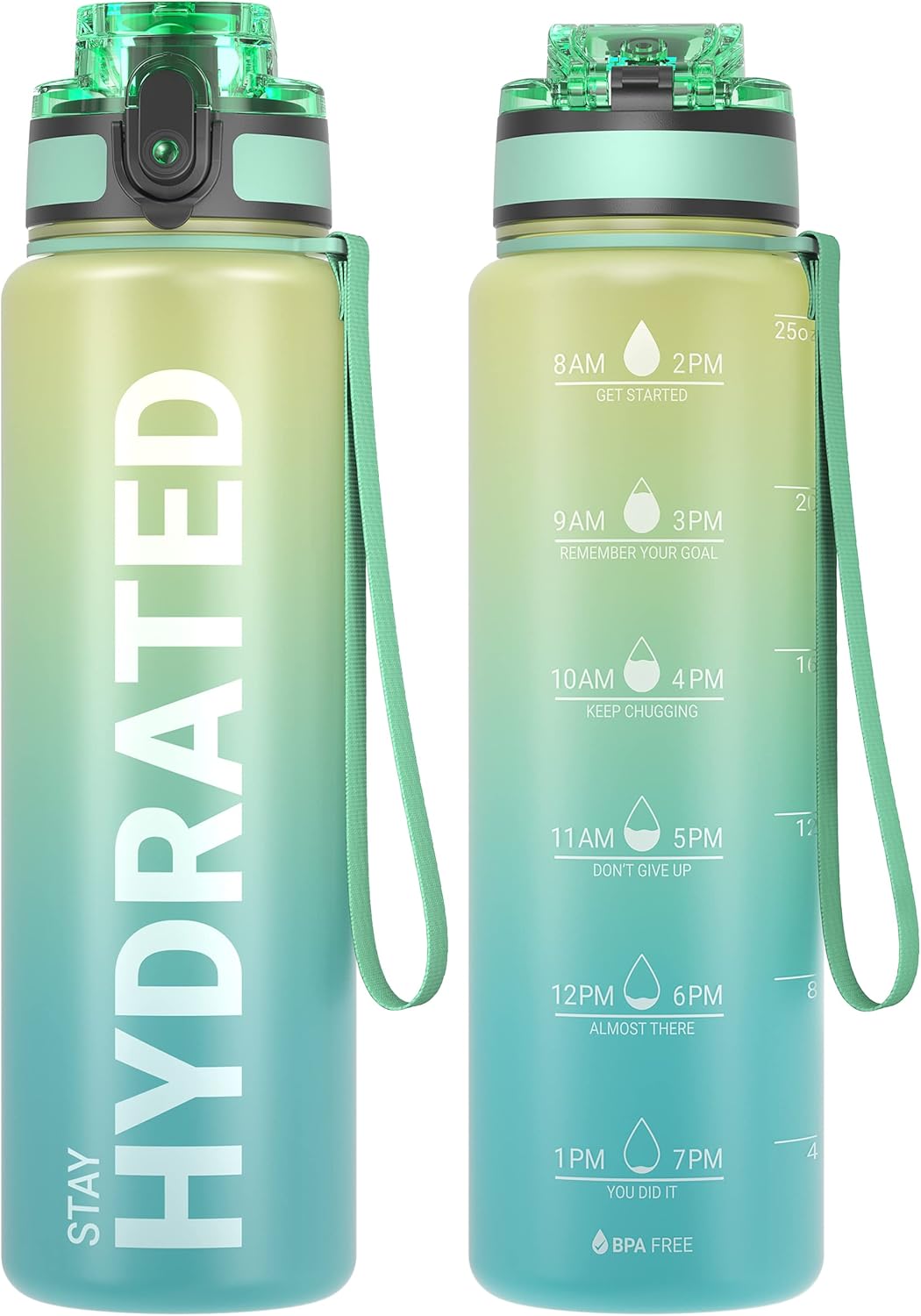 Sahara Sailor Water Bottle - Durable & Leakproof Tritan Design | Motivational Time Marker, BPA Free, 32oz