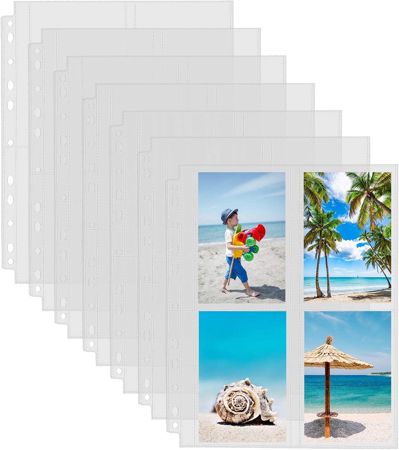 Sooez 30 Pack Photo Sleeves - Heavy Duty Plastic Page Protectors for 3 Ring Binder | Clear 3.5x5 Inserts