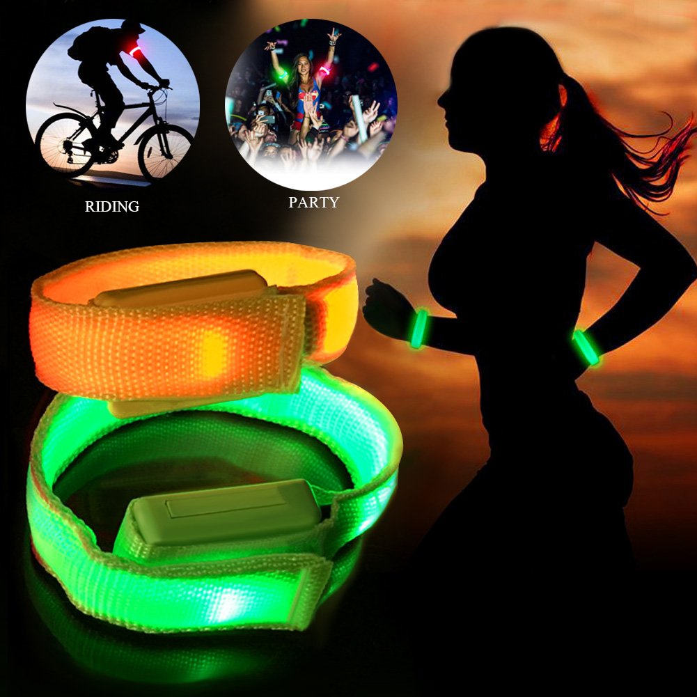 Fashion&cool LED Slap Band, USB Rechargeable Light Up Sport Armband, Glow in the Dark Adjustable Bracelets for Men&Women, Night Safety Lights for Running, Jogging Cycling, Hiking
