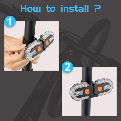 ChimimeDecor 2Pcs Bicycle Turn Signals with Alarm, Split/Integrated Bicycle Tail Light, Brake Light, 5 Light Modes, USB Rechargeable, Waterproof, Remote Control & Detachable for Safe Night Cycling