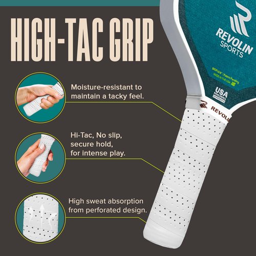 EcoGrips Pickleball Paddle Overgrips | Moisture-Resistant Pickleball Grip Tape | No-Slip Racket Grip Tape for Sweat Absorption | Hi-Tac Pickleball Paddle Grip | Revolin Sports | Pack of 3 | White