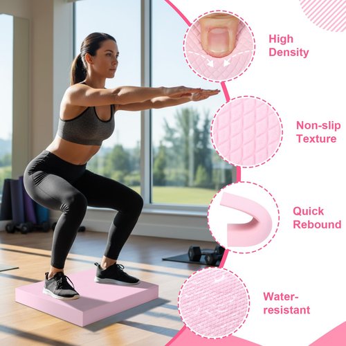 Halloscume 16 Pcs Home Pilates Kit for Women Resistance Band, Stretching Band, Non Slip Socks, Yoga Fascia Balls, Stretch Belt in Sections, Balanced Cushions, Hip Belt and Drawstring Bag (Pink)