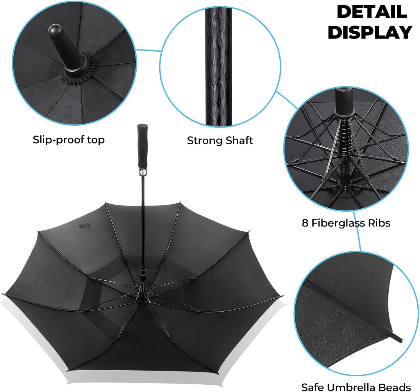 ZDSSM Automatic Open Golf Umbrella - Extra Large 54/62/68/72 Inch Windproof & Waterproof Double Canopy