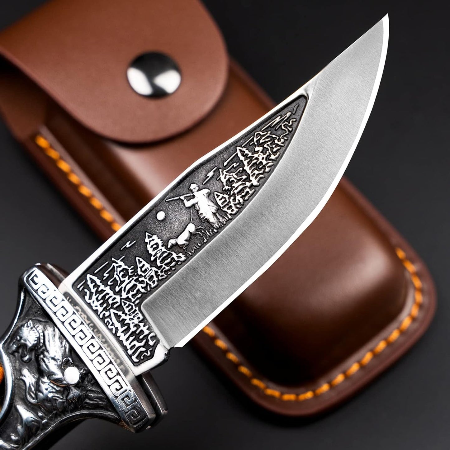 NedFoss TIGER ROAR Pocket Knife - Unique 3.5-Inch Engraved Folding Knife with Holster | Perfect Gift for Men
