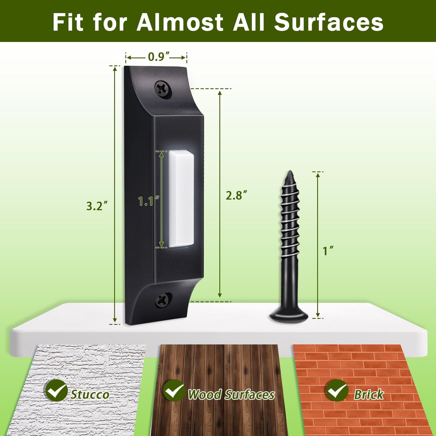 Lighted Metal Doorbell Button, Upgraded Wall Mounted Door Bell Button, Heavy Duty Door Bell Wired Button, Zinc Alloy Doorbell for Home Replacement Universal Garage Door Opener Switch