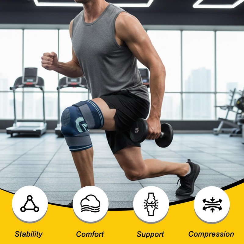 NuCamper Knee Brace for Men Women (2 Pack),Compression Knee Sleeves with Patella Gel Pad & Side Stabilizers,Adjustable Knee Support for Sports,Workout,Meniscus Tear,Arthritis,Pain Relief (Navy,XL)