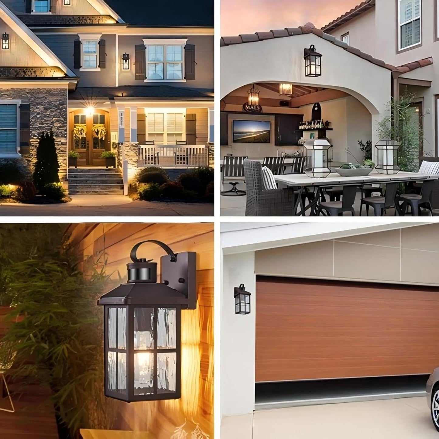 Motion Sensor Outdoor Wall Light - Dusk to Dawn Black Porch Fixture for Garage & Patio